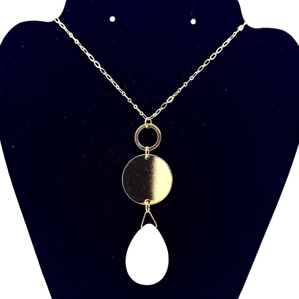 Polished White Stone Long Necklace